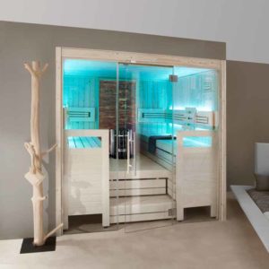 Helo Sauna mit Ganzglasfront