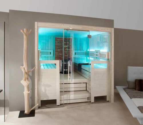 Helo Sauna mit Ganzglasfront